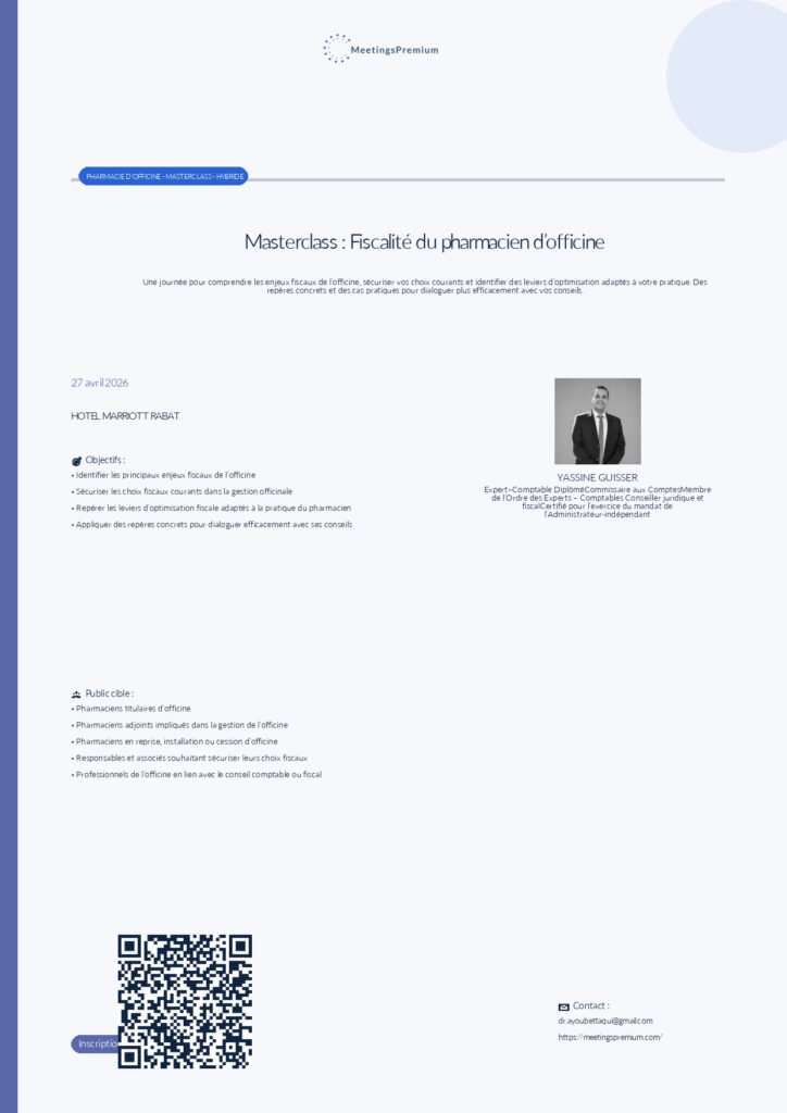 Masterclass : Fiscalité du pharmacien d’officine